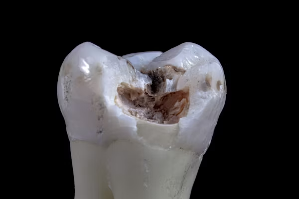 a tooth destroyed by cavities